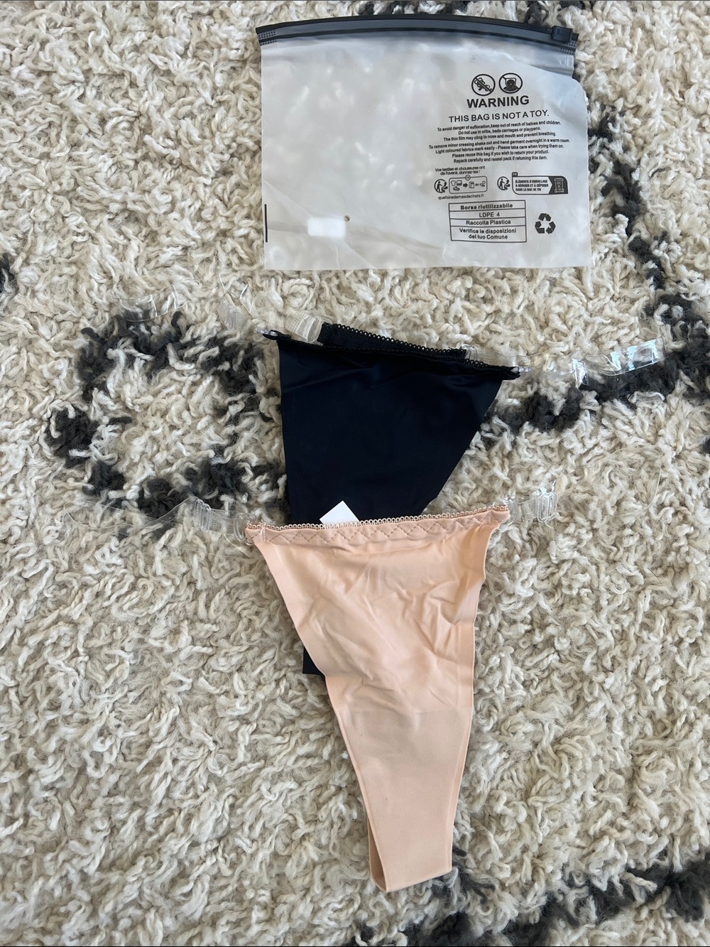 (1) New Thong Underwear Pack - Black & Nude